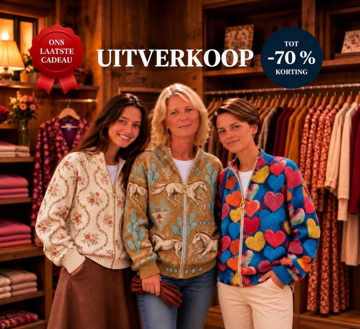 Uitverkoop — ons laatste cadeau, tot -70% korting