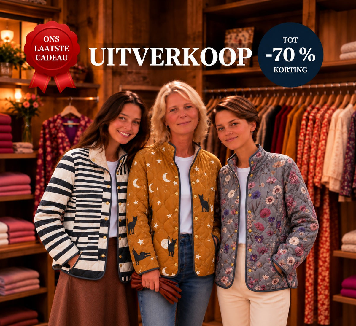 Uitverkoop — ons laatste cadeau, tot -70% korting