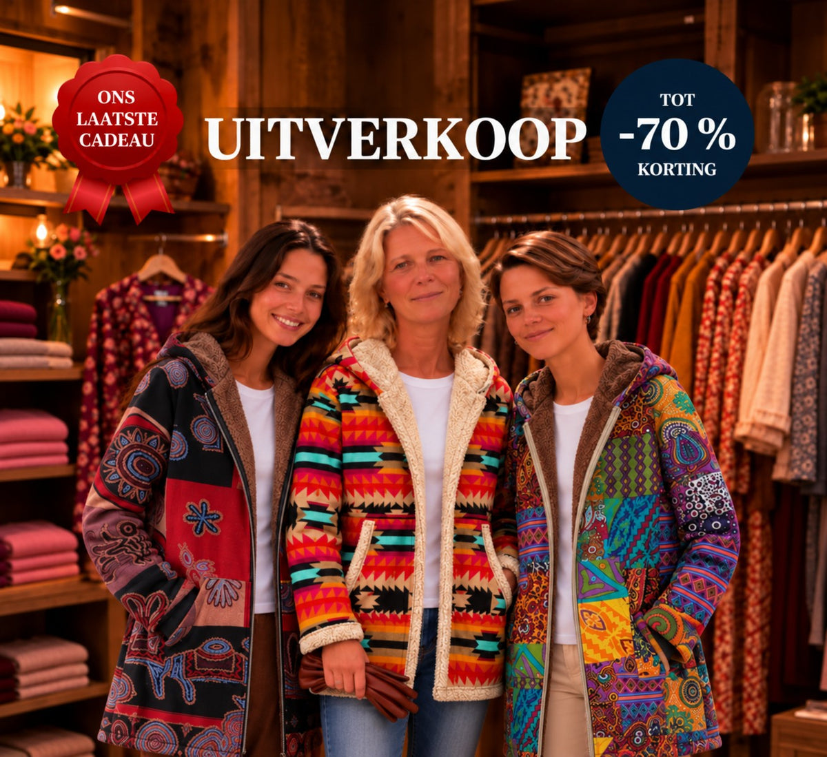 Uitverkoop — ons laatste cadeau, tot -70% korting