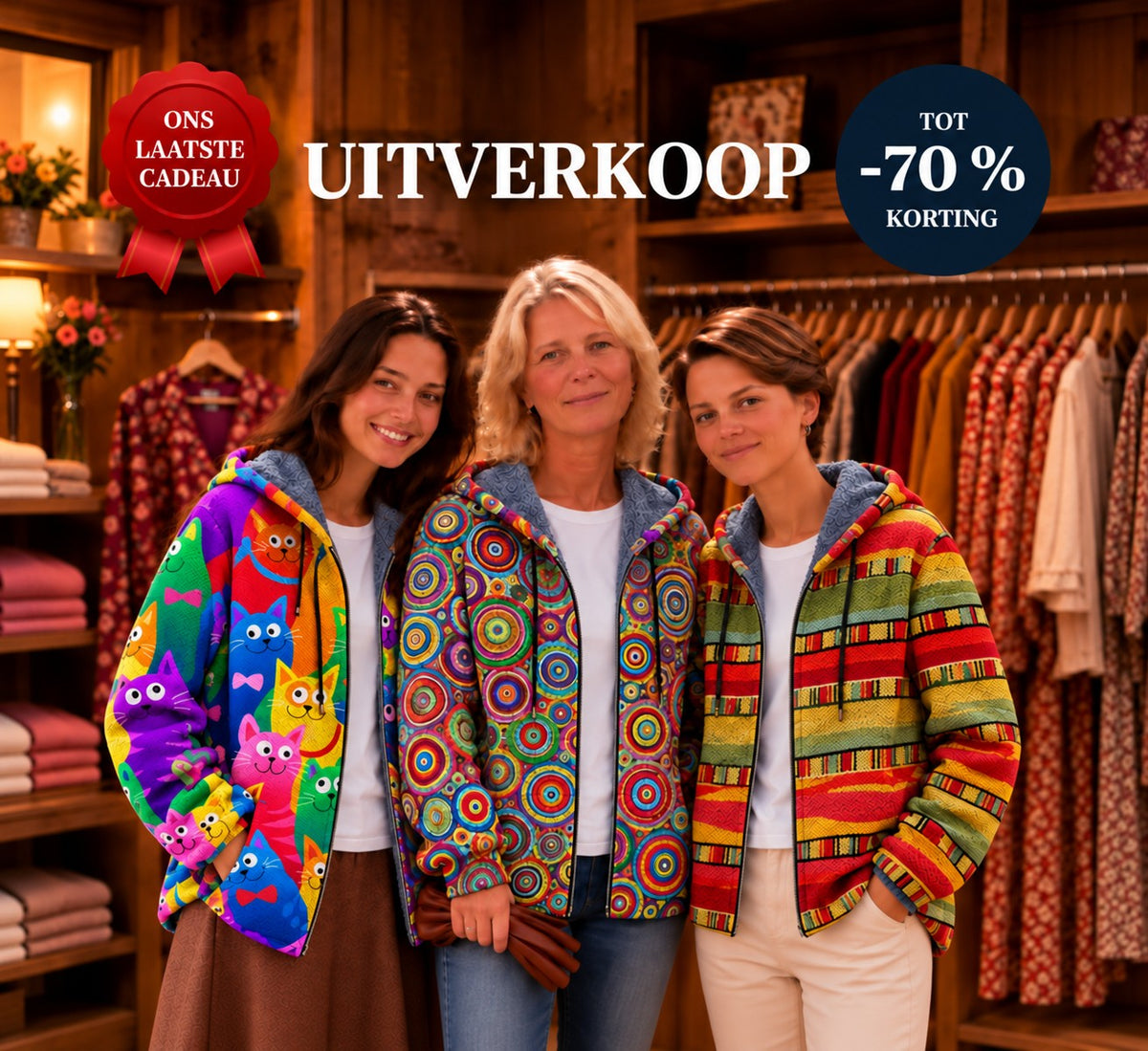 Uitverkoop — ons laatste cadeau, tot -70% korting