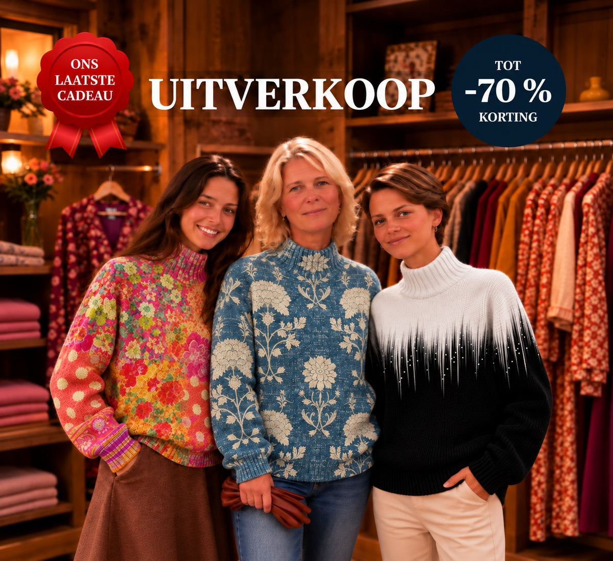 Uitverkoop — ons laatste cadeau, tot -70% korting