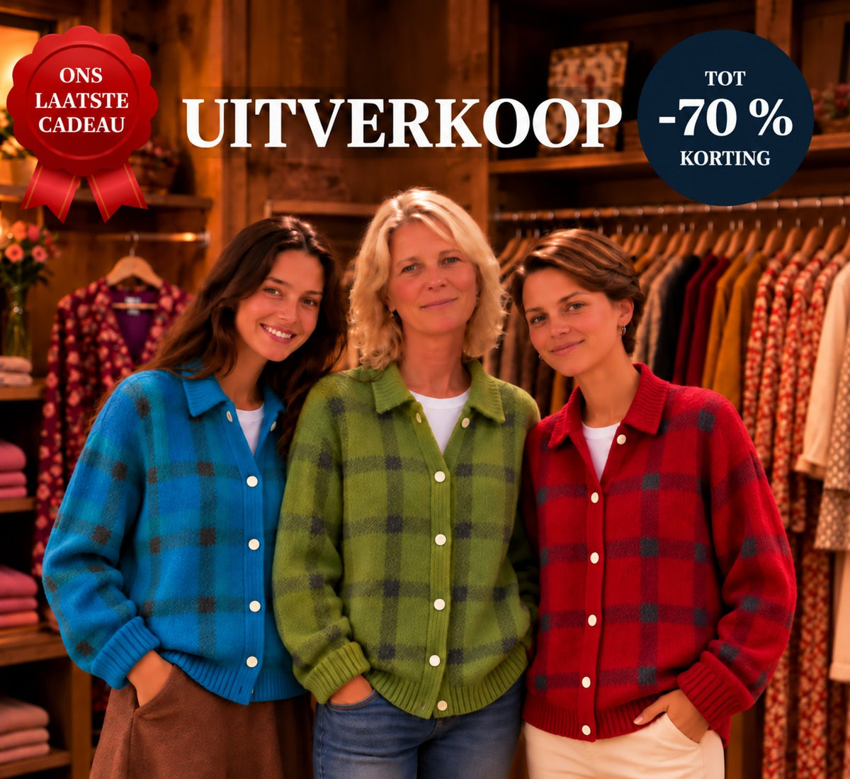 Uitverkoop — ons laatste cadeau, tot -70% korting