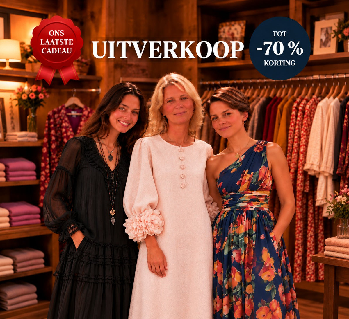 Uitverkoop — ons laatste cadeau, tot -70% korting