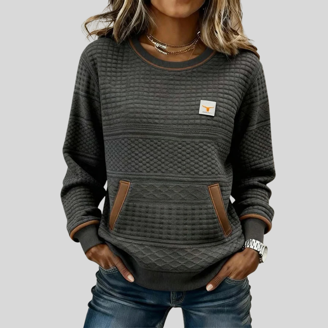 Noelle | Sweatshirt met ronde hals en kleurblokken