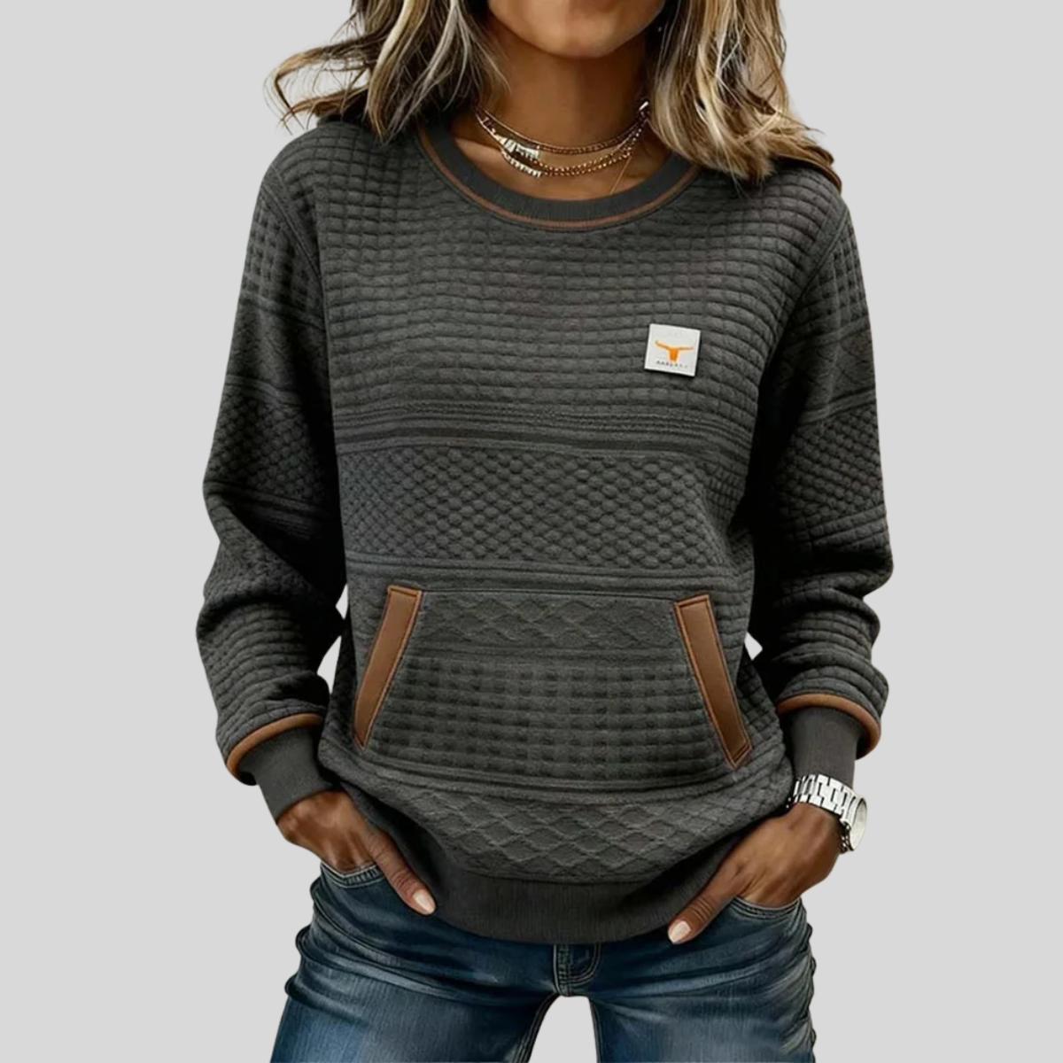 Noelle | Sweatshirt met ronde hals en kleurblokken