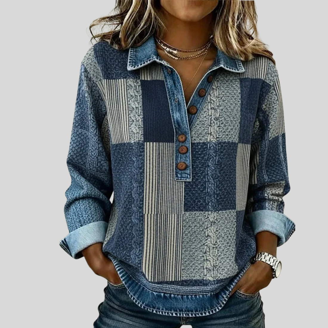 Meridell | Kleurblok Print Sweater