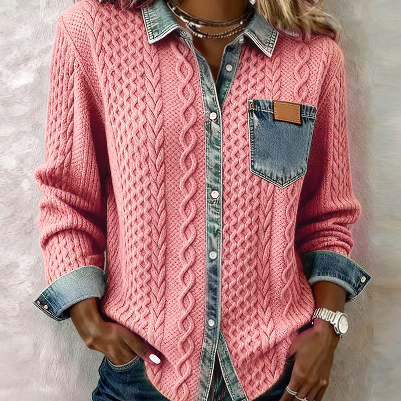 Shirt met lange mouwen en denim details