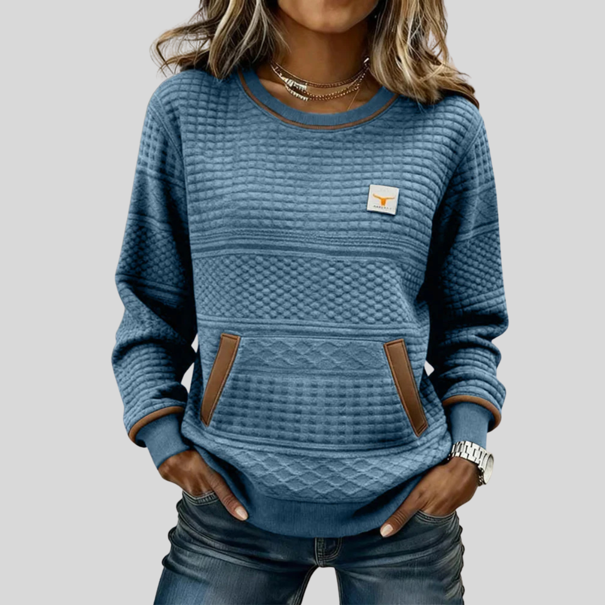 Noelle | Sweatshirt met ronde hals en kleurblokken