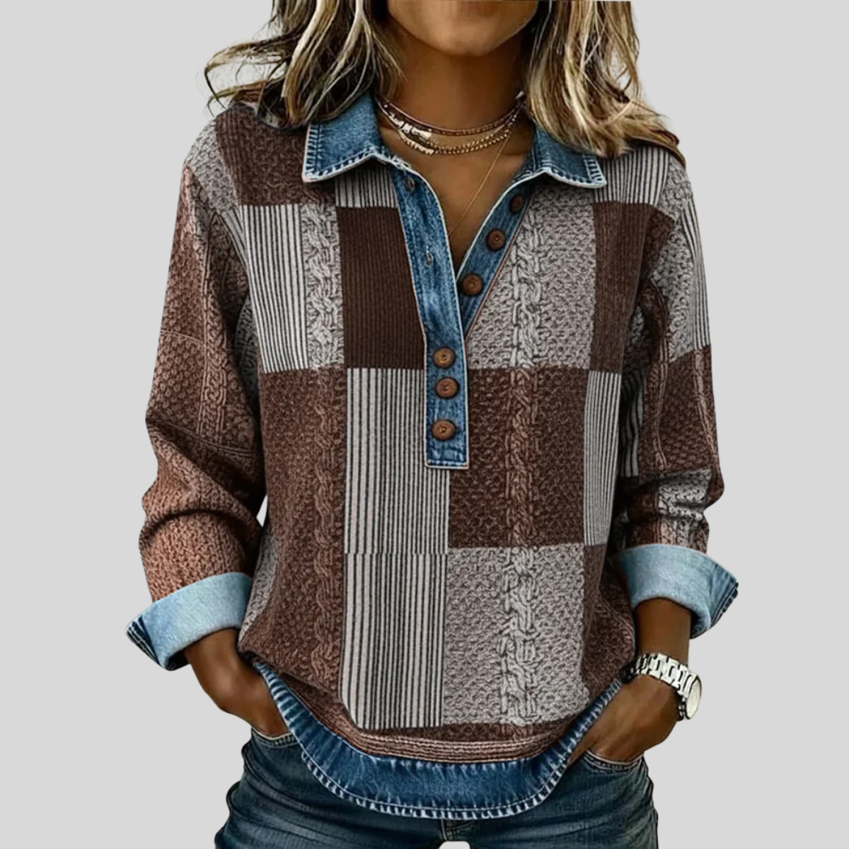Meridell | Kleurblok Print Sweater