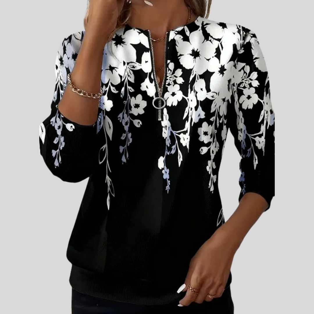 Crimson | Bloemenprint Zip Sweatshirt