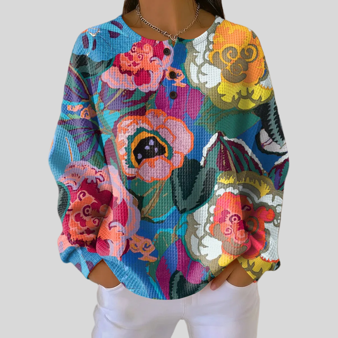 Adorna | Kleurrijke Bloemen Sweatshirt