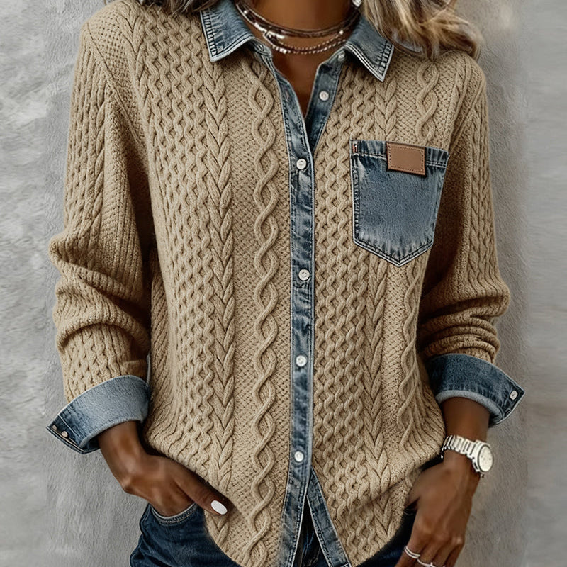 Shirt met lange mouwen en denim details