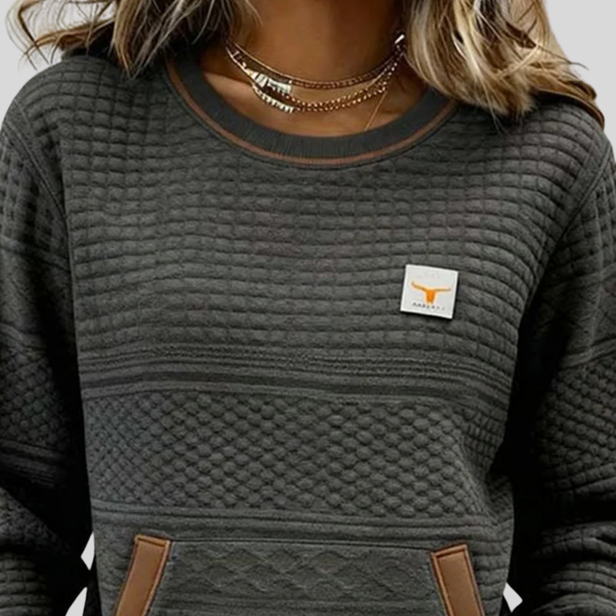 Noelle | Sweatshirt met ronde hals en kleurblokken
