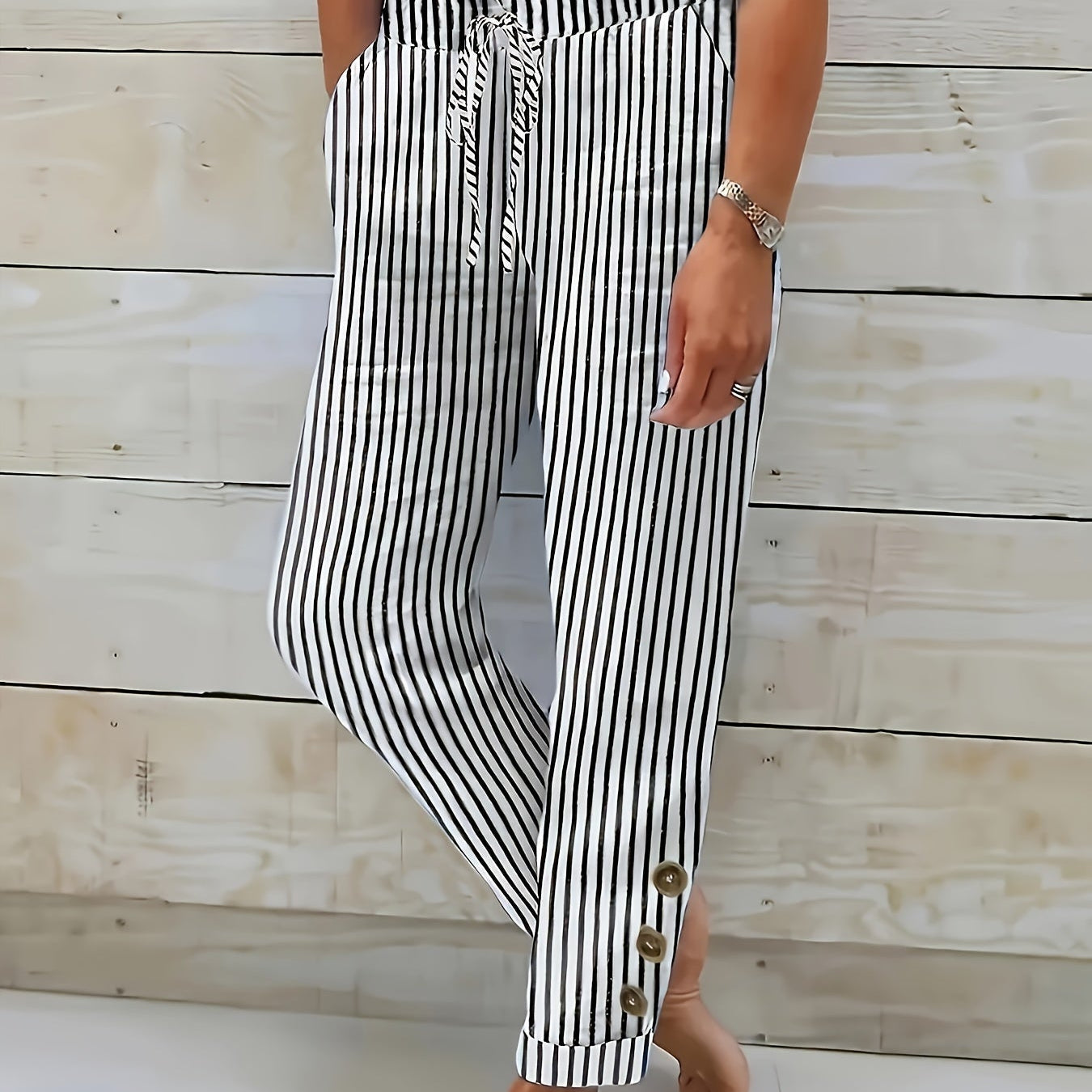 Raquelle - Casual Gestreepte Broek