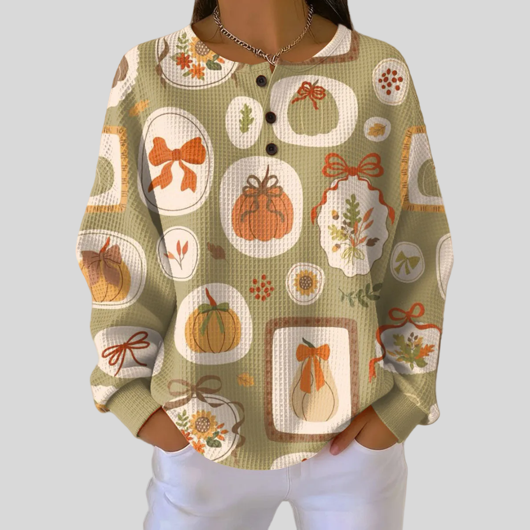 Tawnie | Sweater met Strikken en Pompoenen