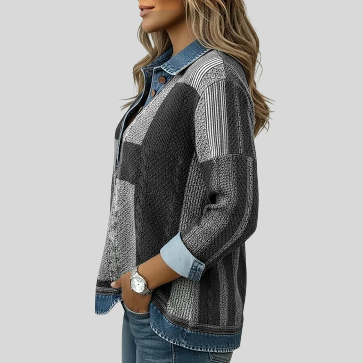 Meridell | Kleurblok Print Sweater