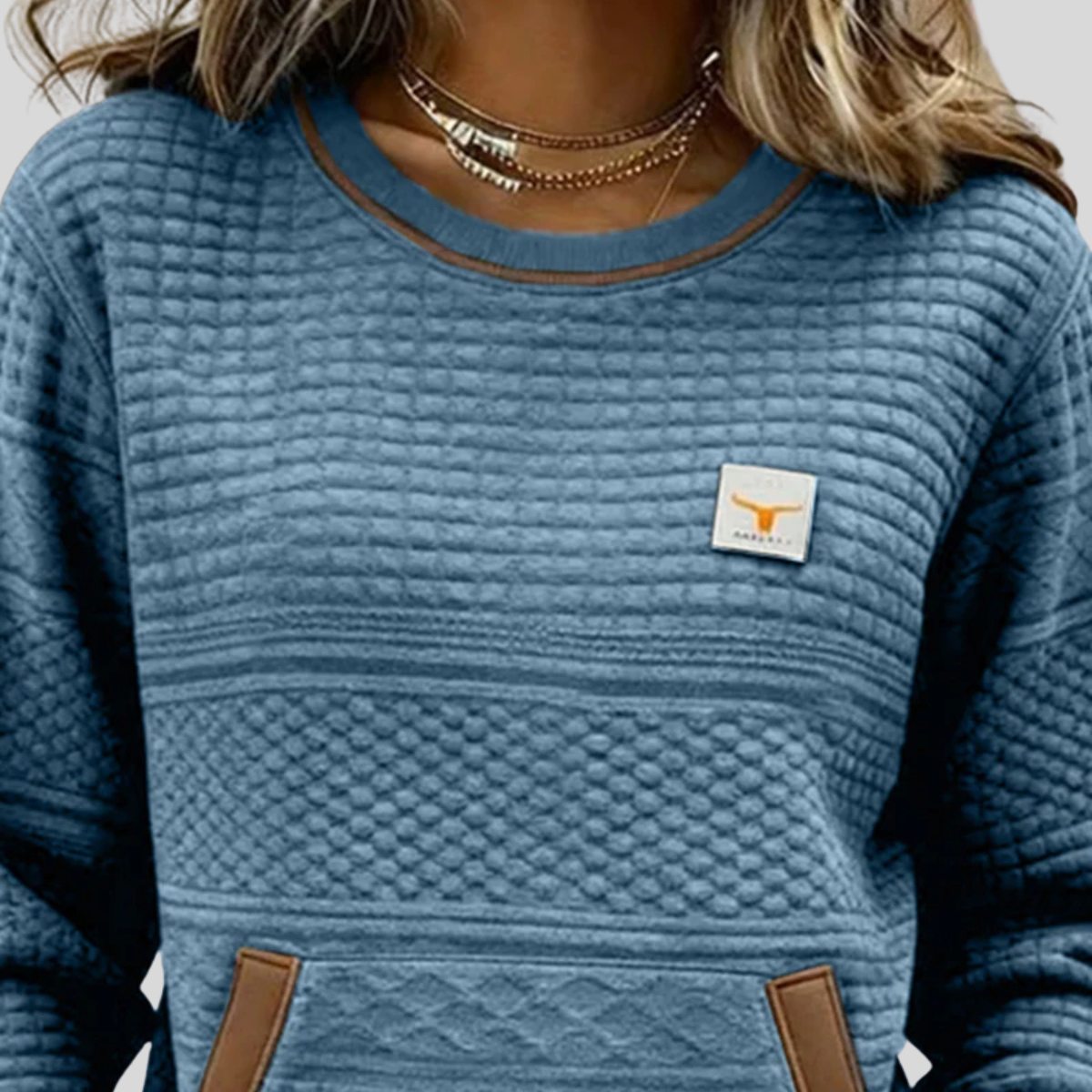 Noelle | Sweatshirt met ronde hals en kleurblokken