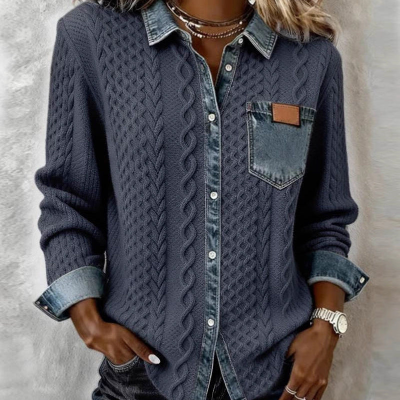 Shirt met lange mouwen en denim details