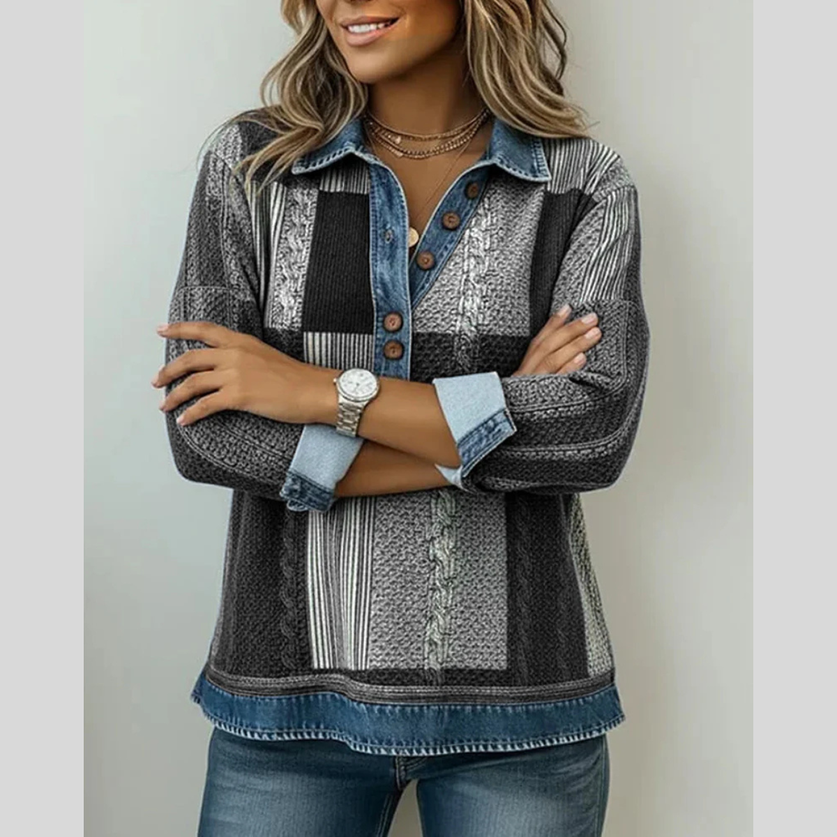 Meridell | Kleurblok Print Sweater