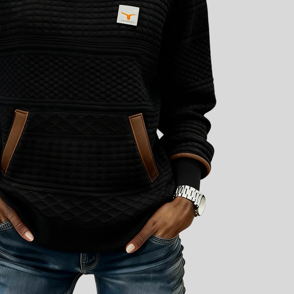 Noelle | Sweatshirt met ronde hals en kleurblokken