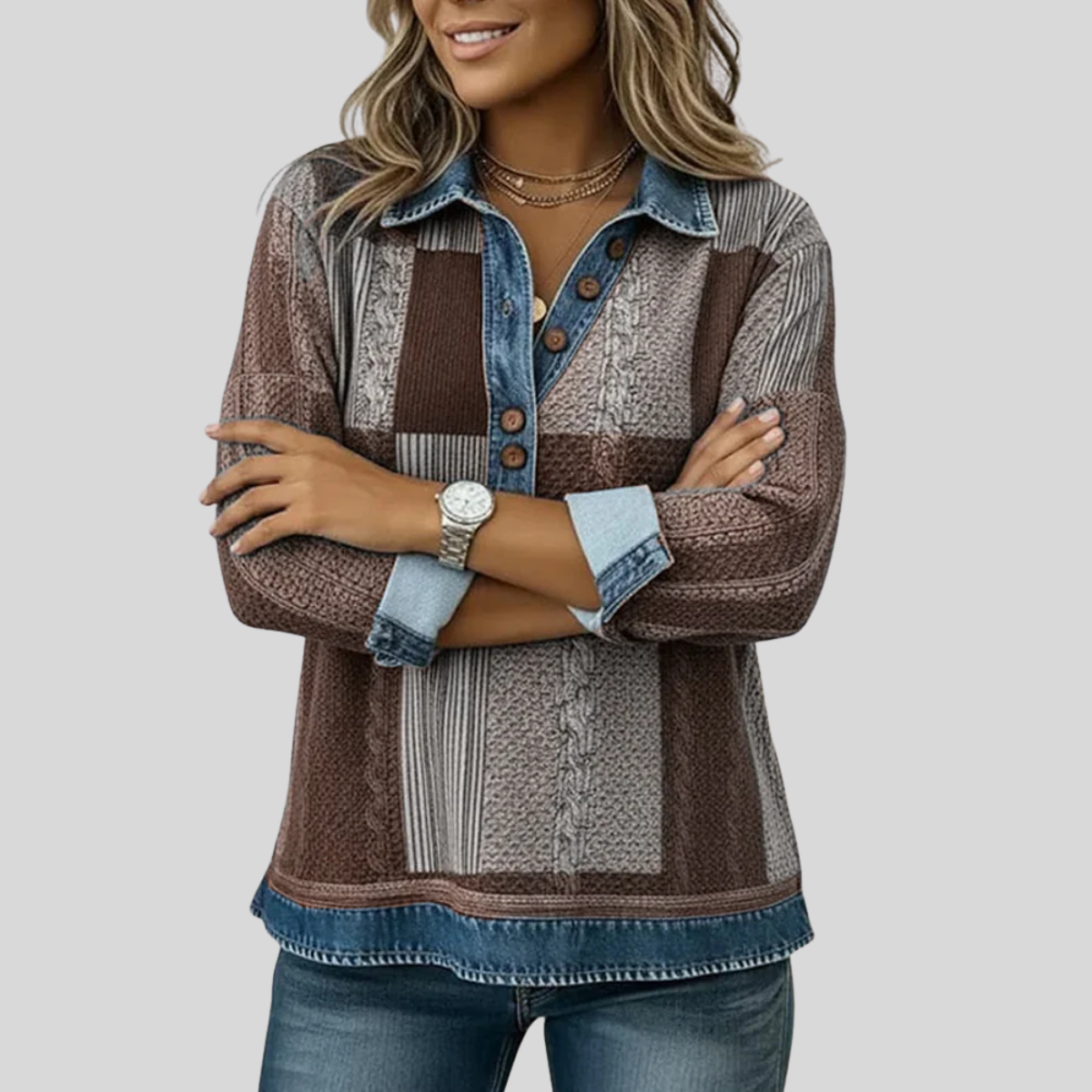 Meridell | Kleurblok Print Sweater