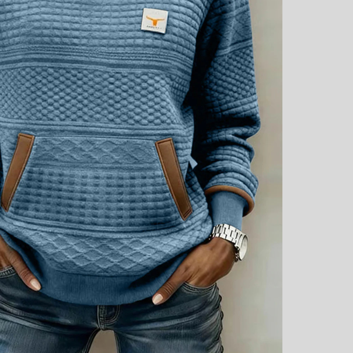 Noelle | Sweatshirt met ronde hals en kleurblokken