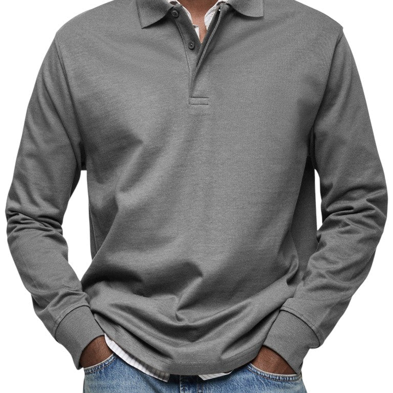 Aart | Marineblauwe polo met lange mouwen