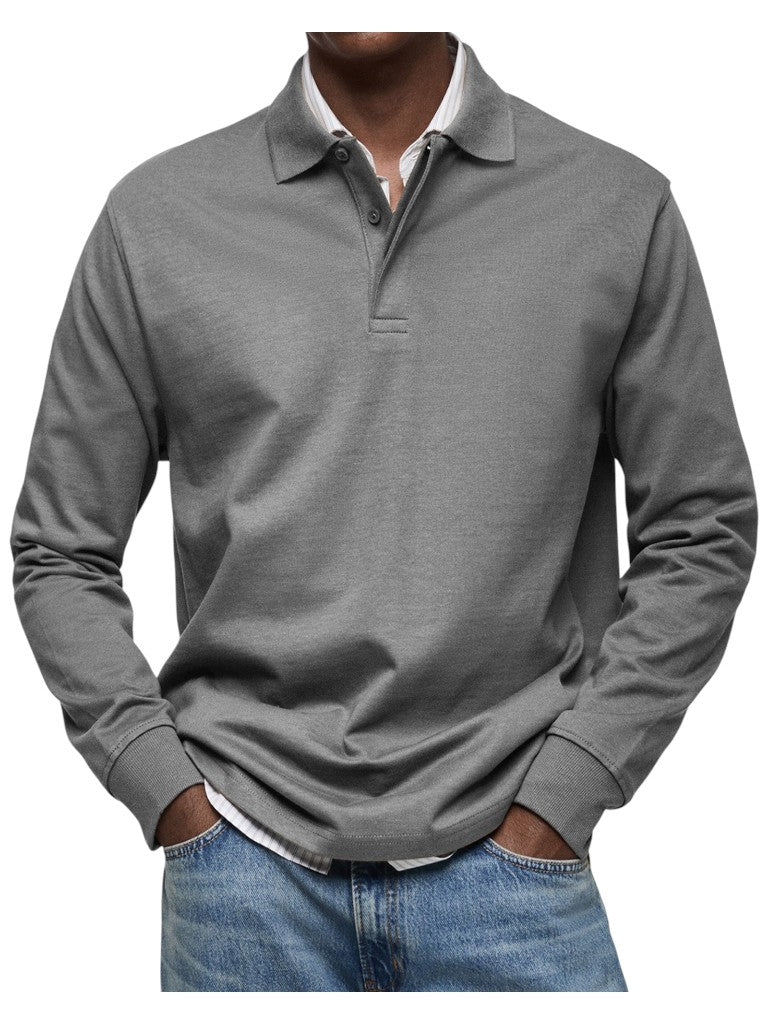 Aart | Marineblauwe polo met lange mouwen