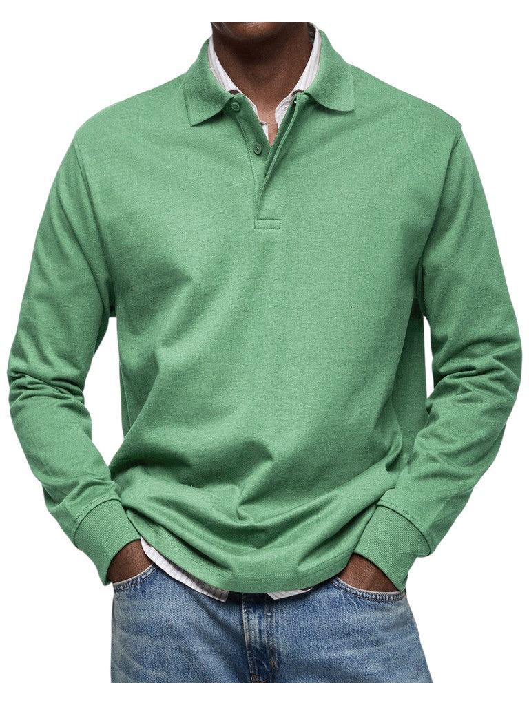 Aart | Marineblauwe polo met lange mouwen