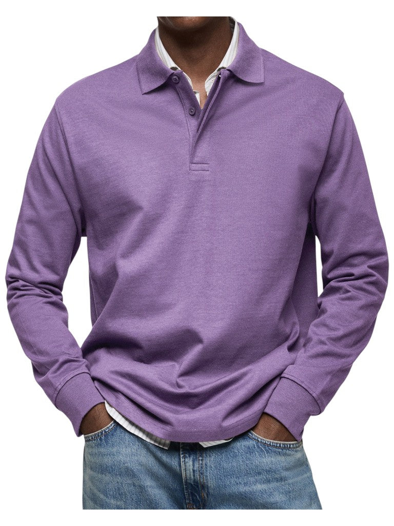 Aart | Marineblauwe polo met lange mouwen