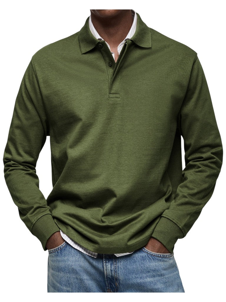 Aart | Marineblauwe polo met lange mouwen