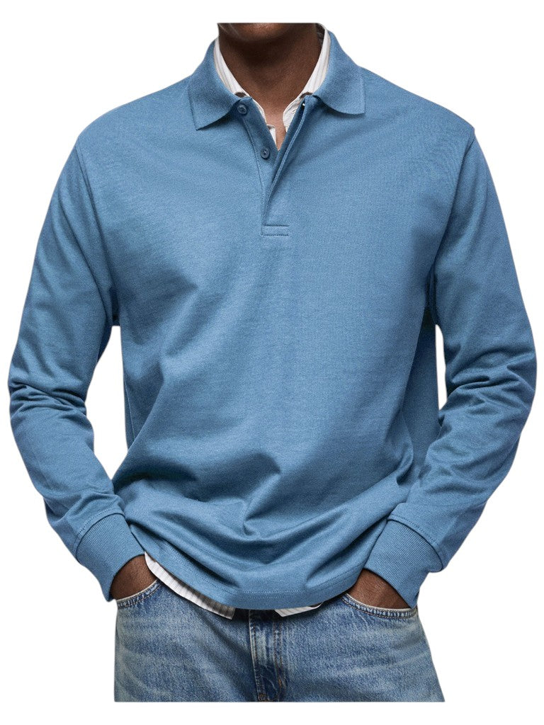 Aart | Marineblauwe polo met lange mouwen