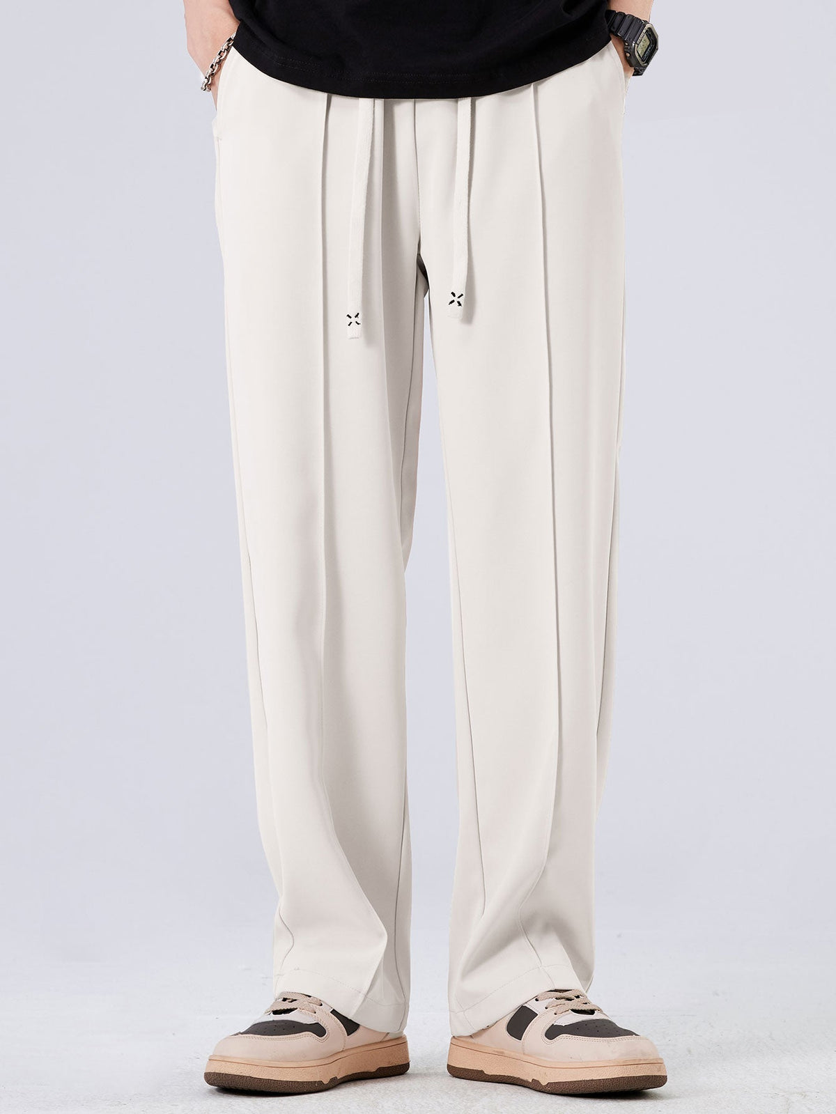 Abel | Geplooide pantalon met trekkoord