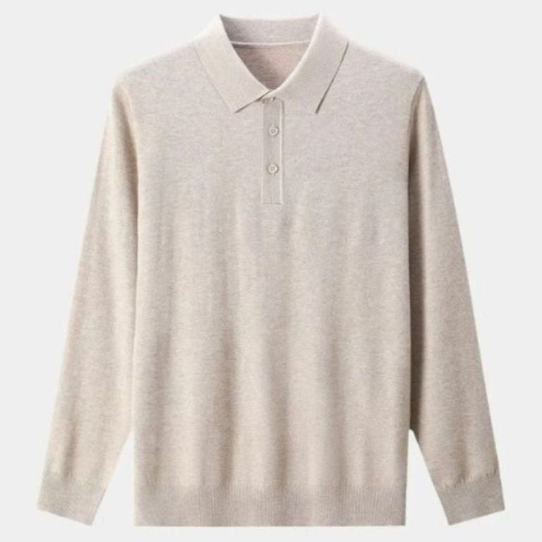 Albert | Grijze polo met lange mouwen