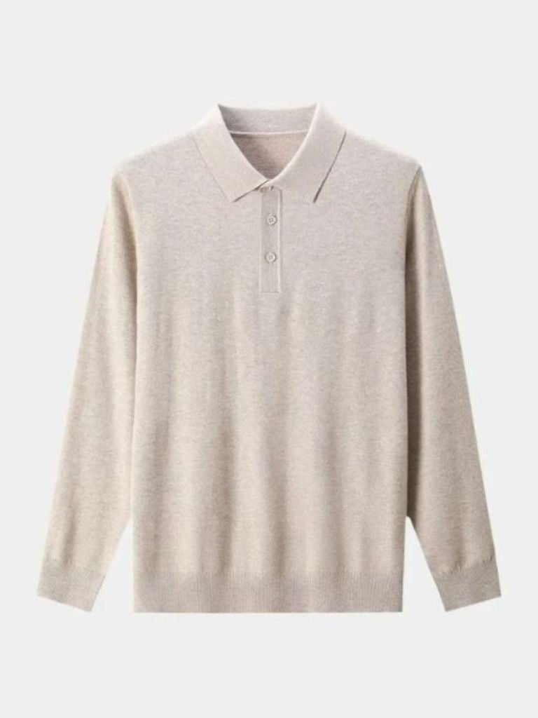 Albert | Grijze polo met lange mouwen