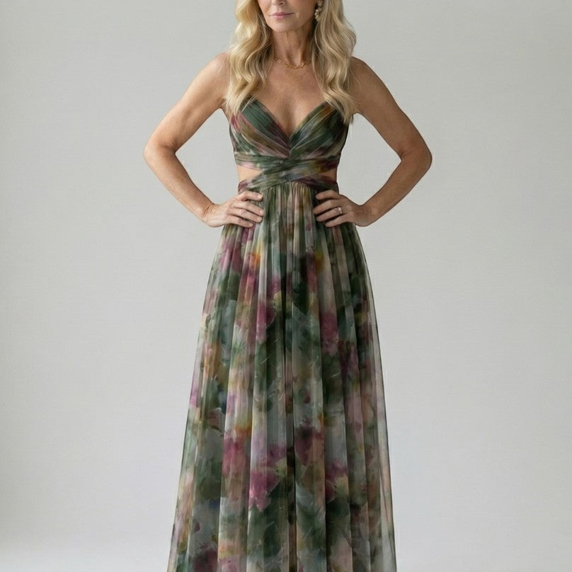 Aleida | Maxi-jurk met kleurverloop in rosé