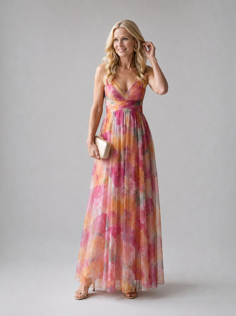 Aleida | Maxi-jurk met kleurverloop in rosé