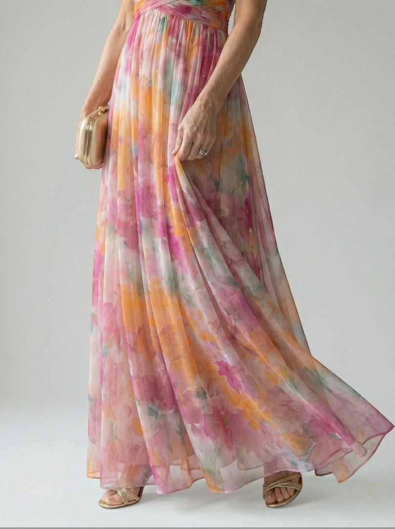 Aleida | Maxi-jurk met kleurverloop in rosé