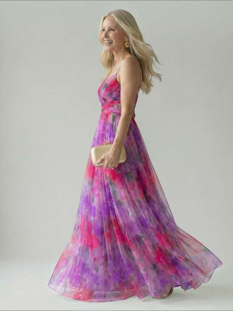 Aleida | Maxi-jurk met kleurverloop in rosé