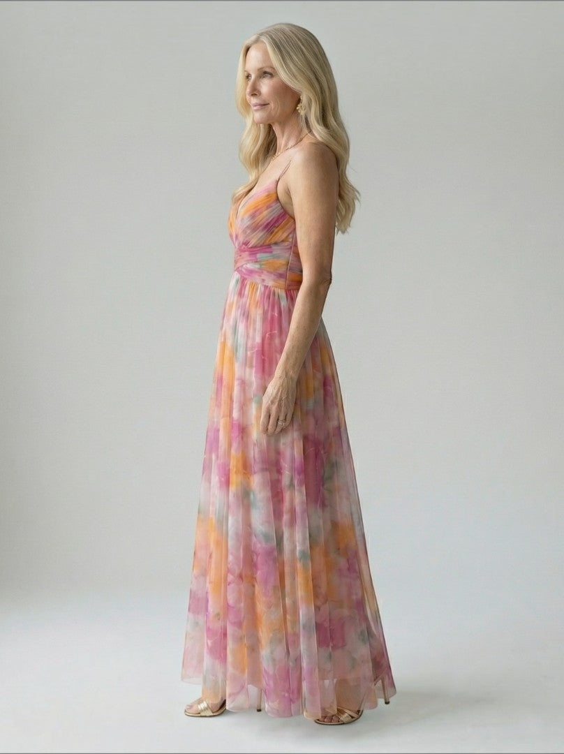 Aleida | Maxi-jurk met kleurverloop in rosé