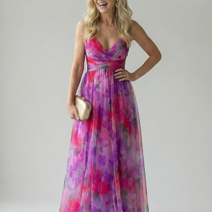 Aleida | Maxi-jurk met kleurverloop in rosé