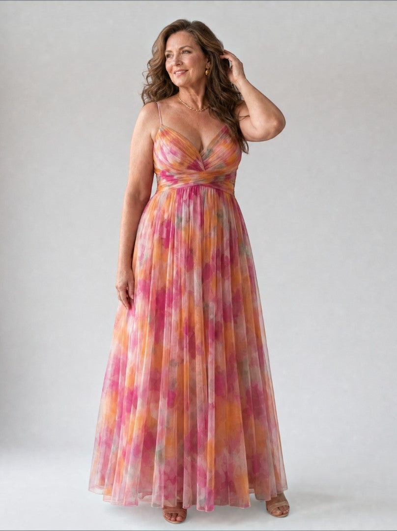 Aleida | Maxi-jurk met kleurverloop in rosé