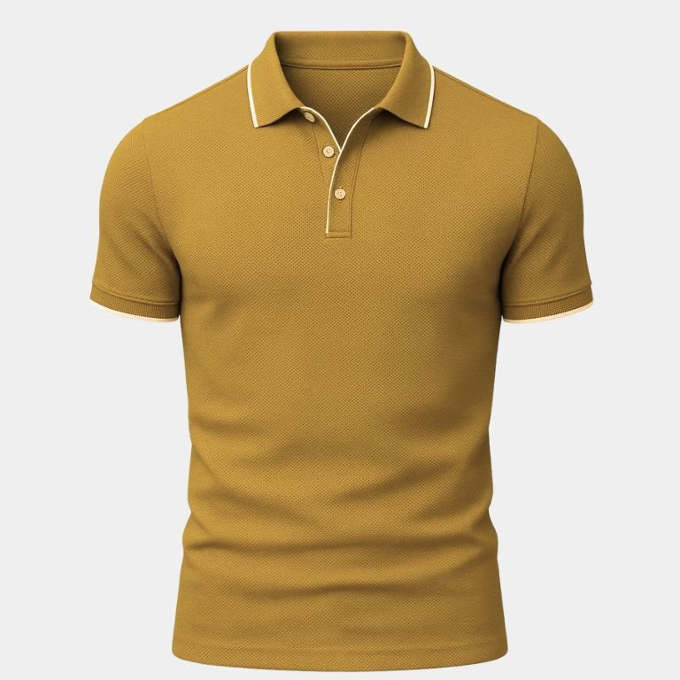 Alexander | Blauwe polo met contrastbies