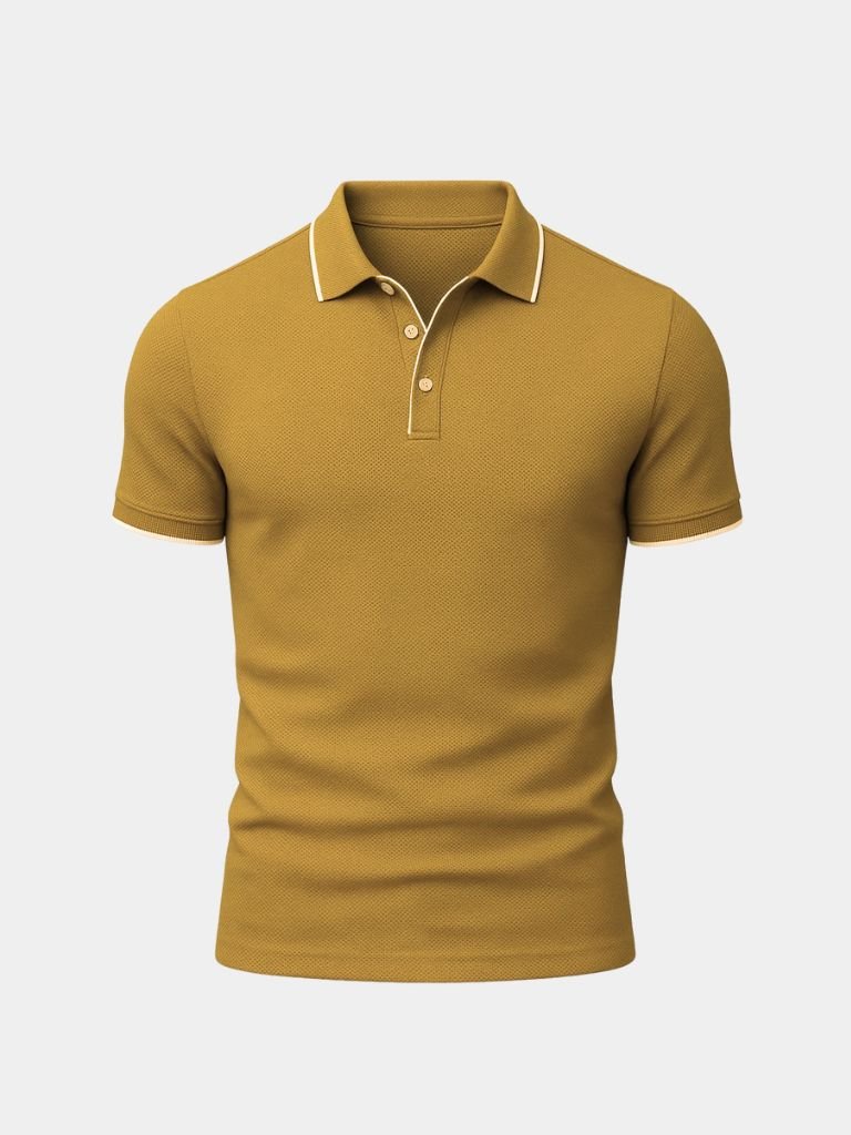 Alexander | Blauwe polo met contrastbies
