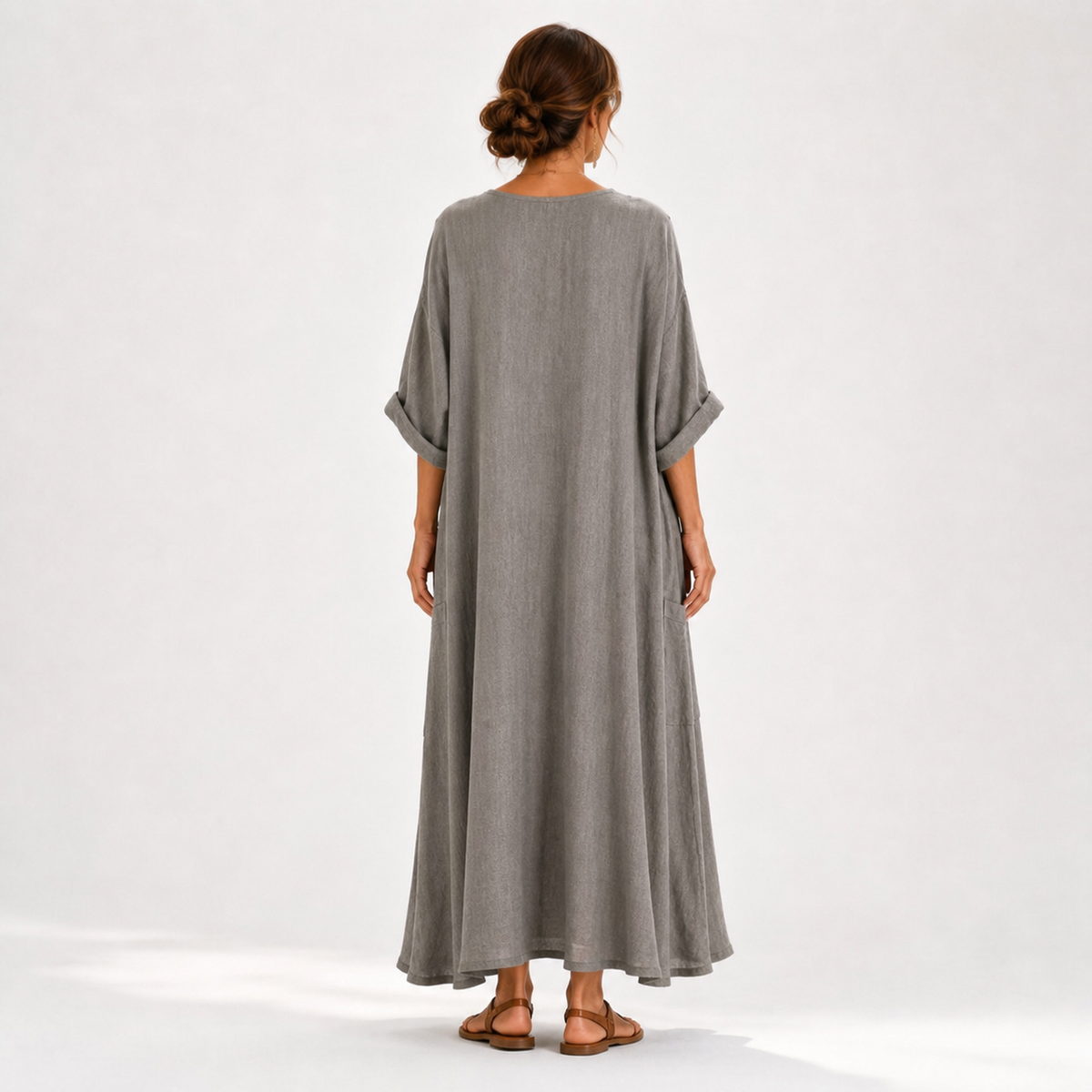 Alida | Effen kaftan in grijs