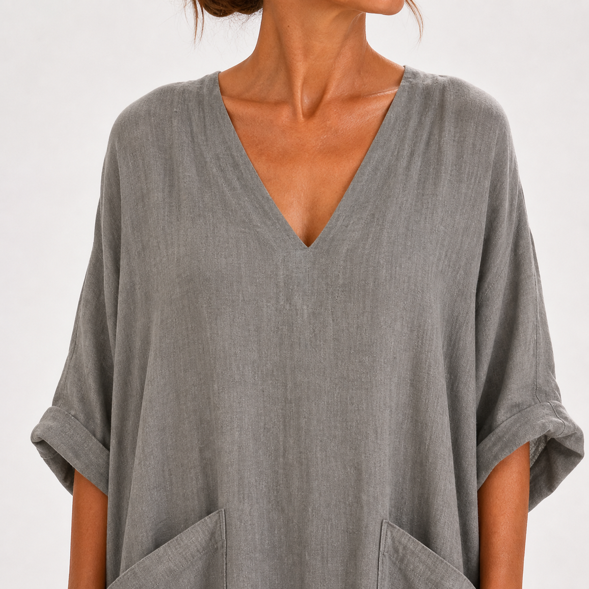 Alida | Effen kaftan in grijs