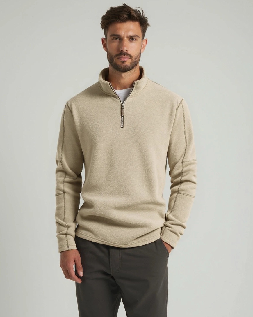 Ties | Beige trui met halve rits