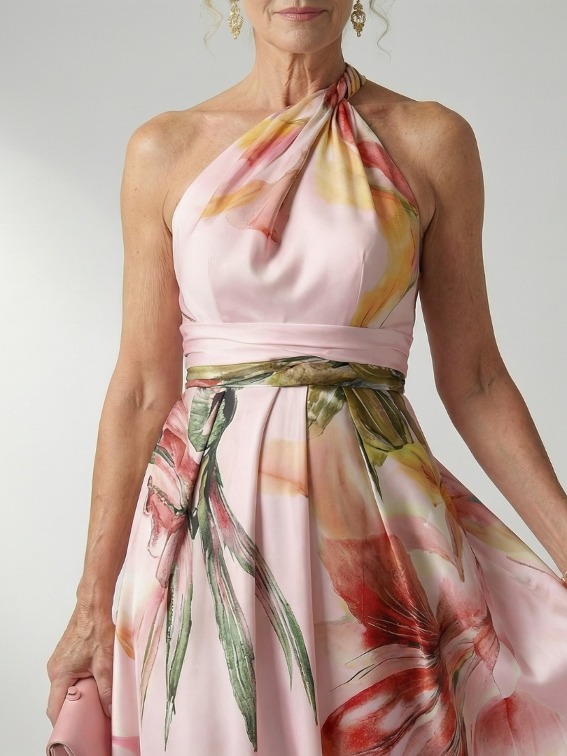 Anita | Maxi-jurk met bloemenprint en bindceintuur