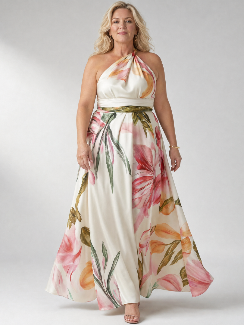 Anita | Maxi-jurk met bloemenprint en bindceintuur