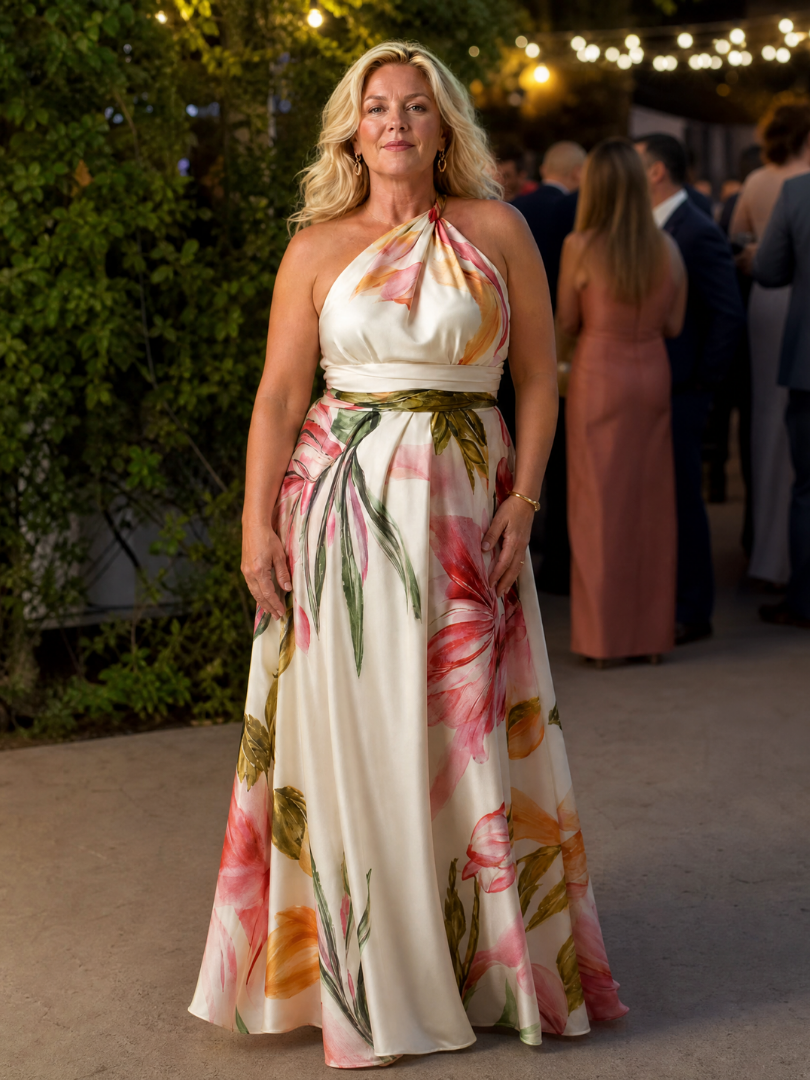 Anita | Maxi-jurk met bloemenprint en bindceintuur